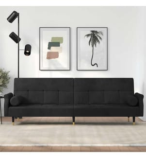 Schlafsofa mit Kissen Schwarz Samt