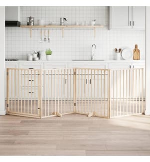 Barrière pour chiens avec porte 4 panneaux bois de peuplier