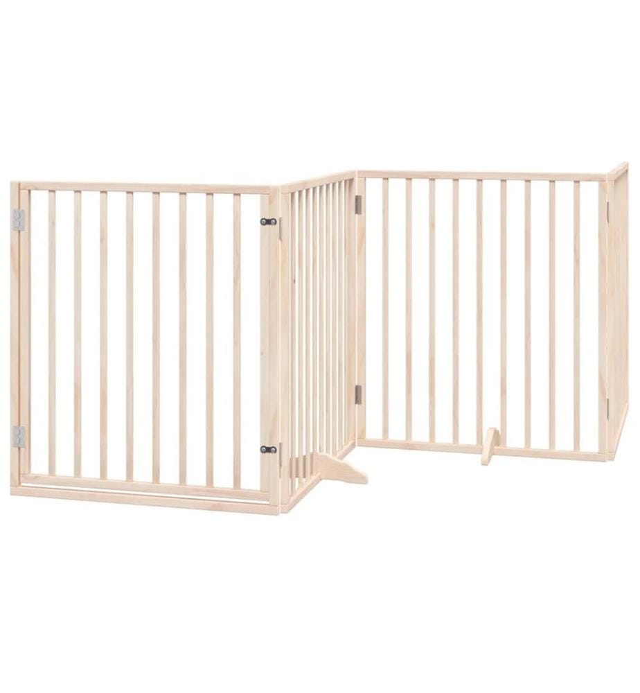 Barrière pour chiens avec porte 4 panneaux bois de peuplier