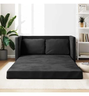 Bodensofa mit Schlaffunktion Schwarz 122x204x55 cm Samt