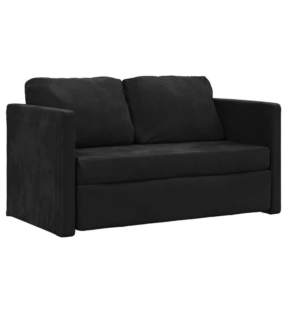 Bodensofa mit Schlaffunktion Schwarz 122x204x55 cm Samt