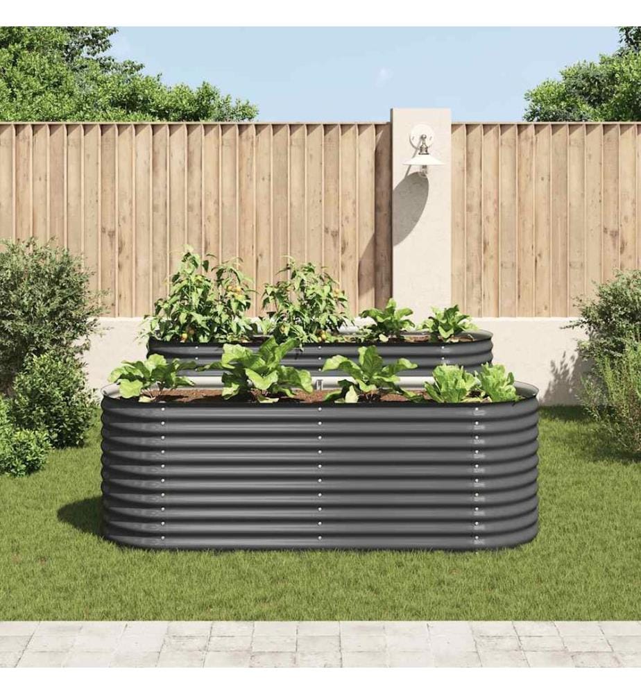 Garten-Hochbeet 240 x 80 x 81 cm Verzinkter Stahl Grau