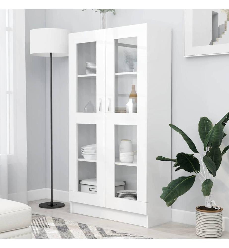 Armoire à vitrine Blanc 82,5x30,5x150 cm Bois d'ingénierie