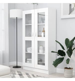 Armoire à vitrine Blanc 82,5x30,5x150 cm Bois d'ingénierie