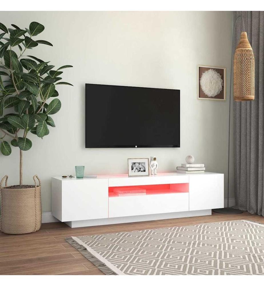 Meuble TV avec lumières LED blanc 160x35x40 cm