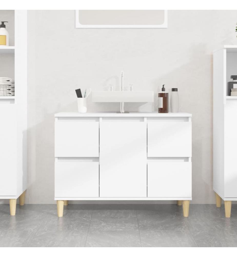 Waschbeckenunterschrank Weiss 80x33x60 cm Holzwerkstoff