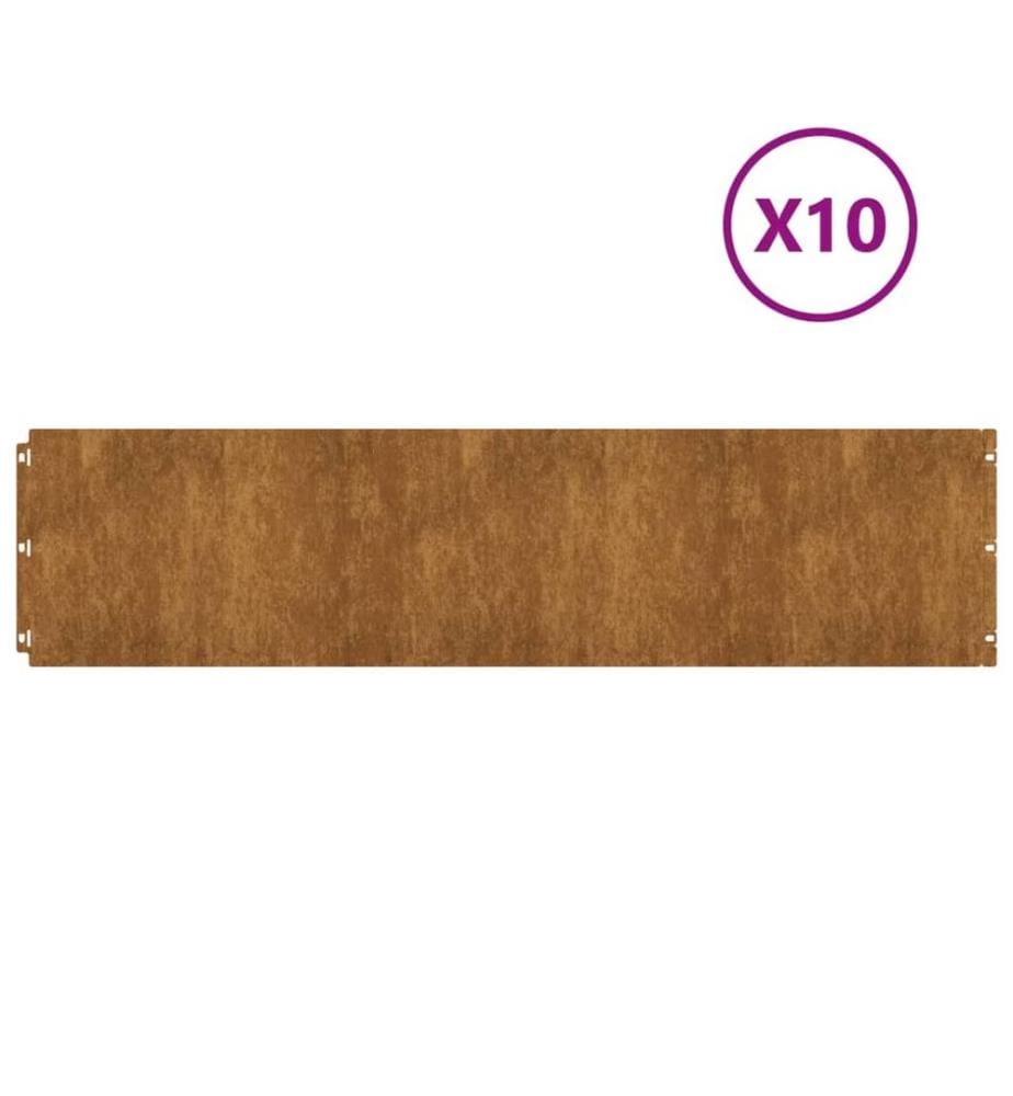 Bordures de pelouse 10 pcs 25x103 cm acier corten flexible