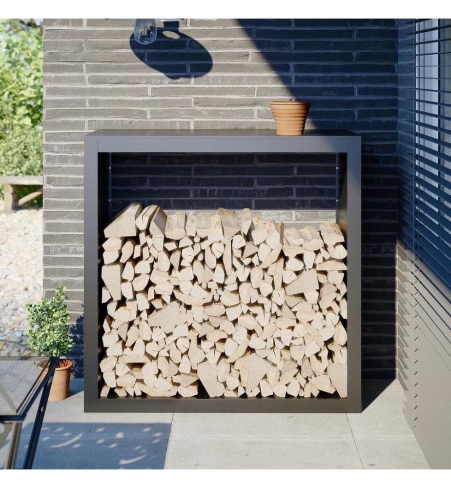 Portant de bois de chauffage anthracite 100x40x100 cm acier