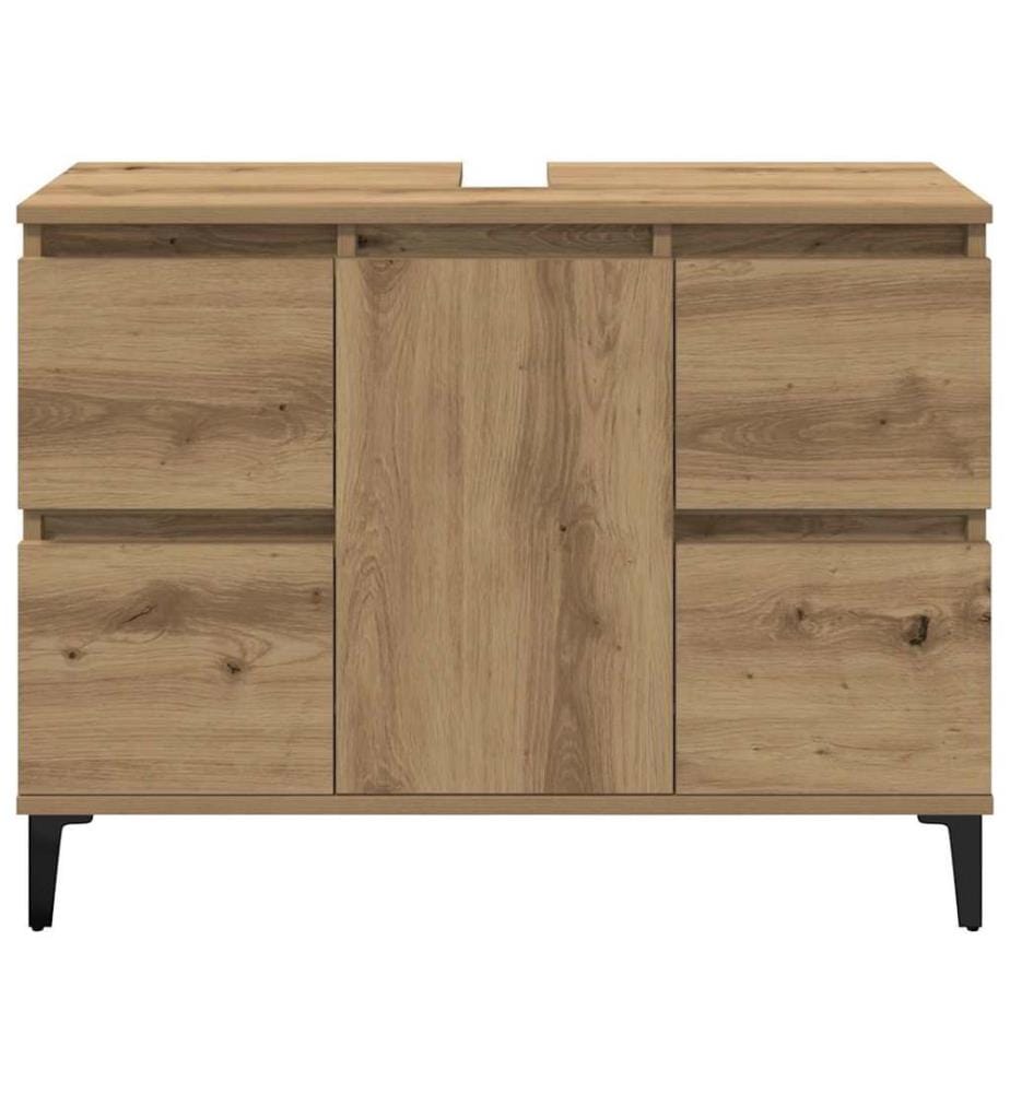 Armoire d'évier chêne artisanal 80x33x60 cm bois d'ingénierie