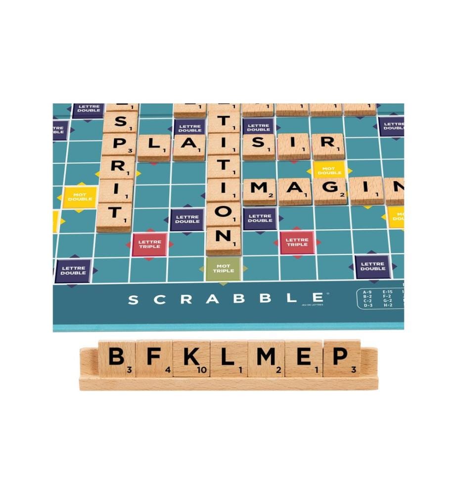 Mattel Spiele - Scrabble Original Holz 2 in 1 , 2-4 Spieler – FR -