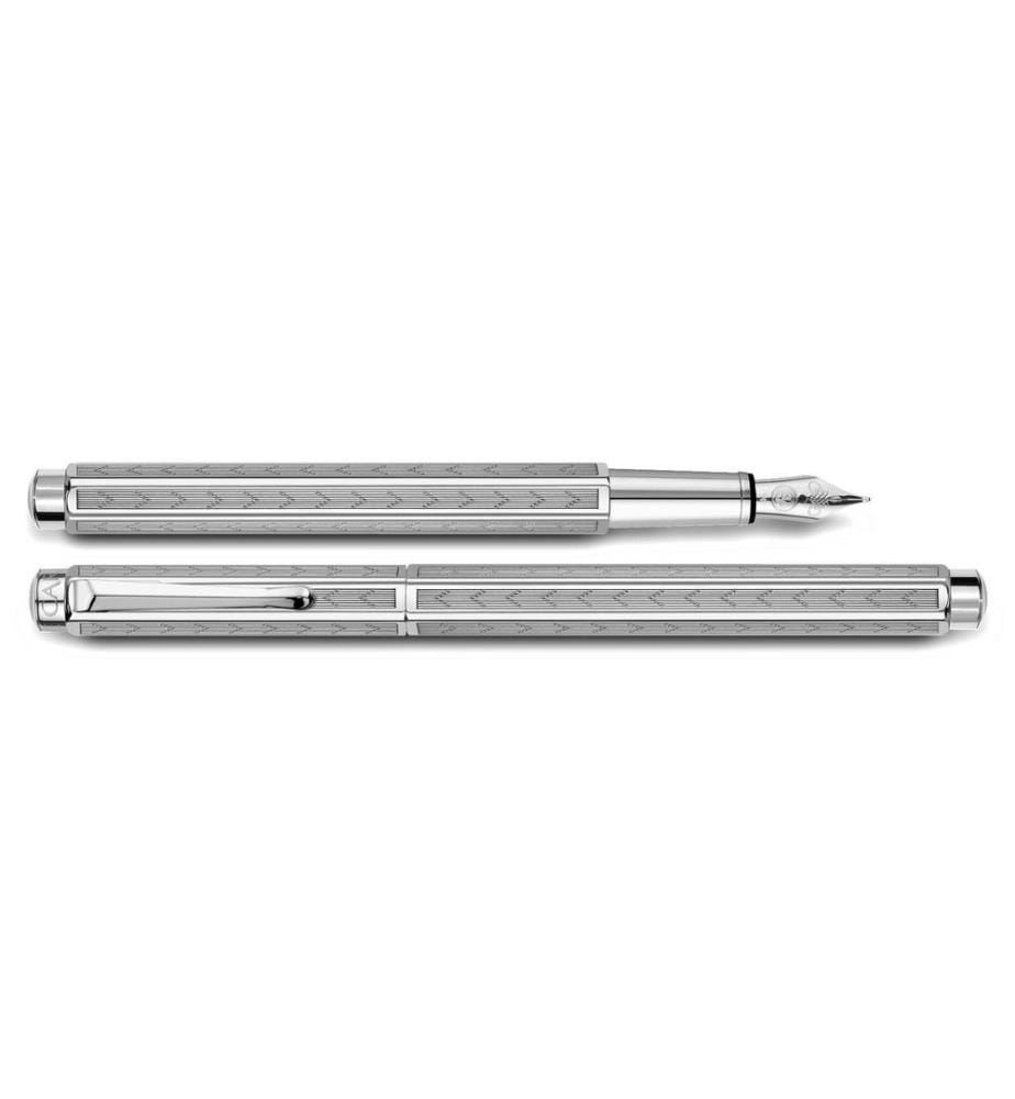 CARAN D'ACHE - Füllfederhalter Ecridor Chevron Medium (M), Silber