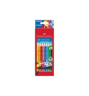 Faber-Castell Crayons de couleur Colour Grip effaçable Étui en carton de 10 pièces