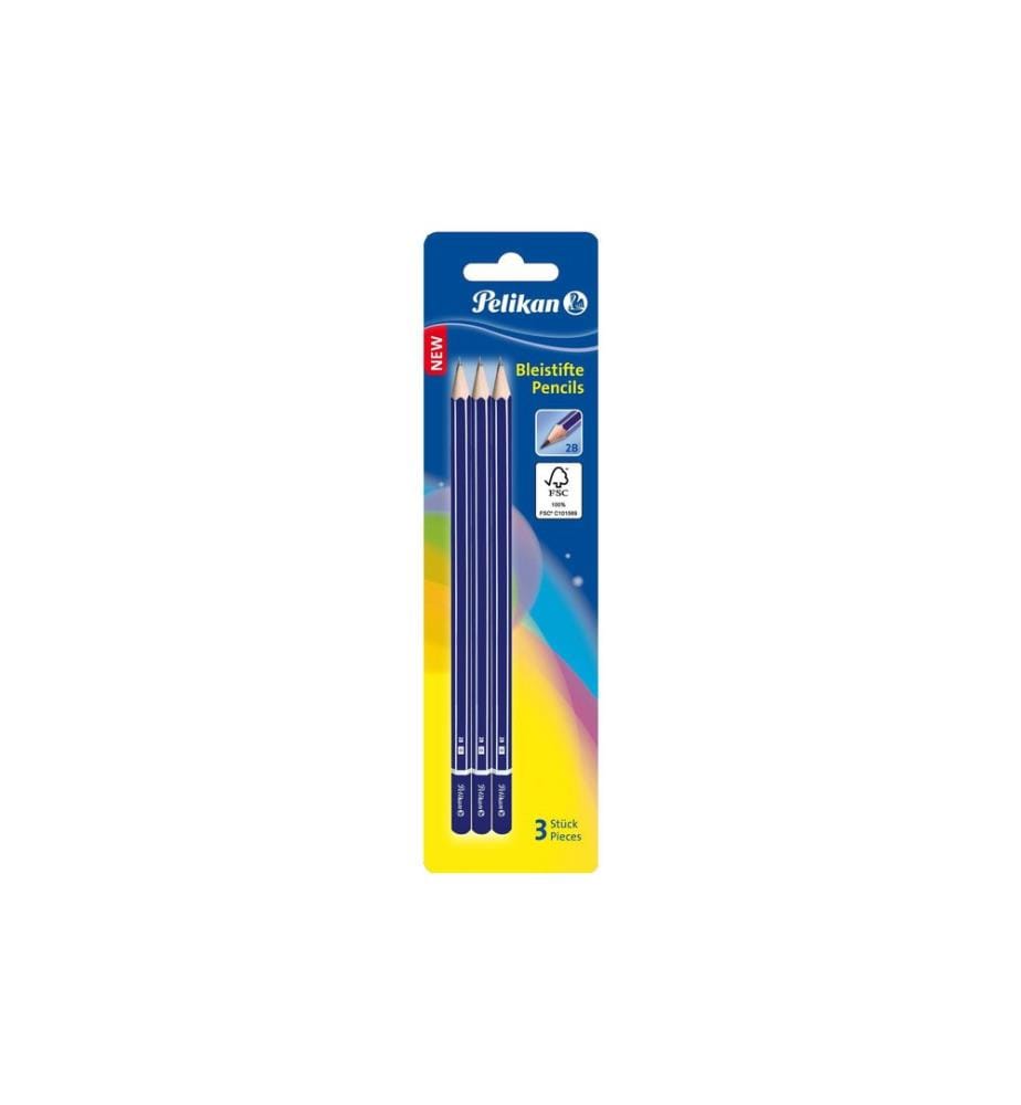 PELIKAN - Crayon 2B, bleu, 3 pièces