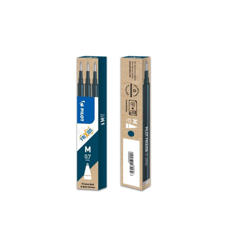 PILOT - Cartouche Cartouche Frixion Refill 3 pièces, Bleu marine, 0.7 mm