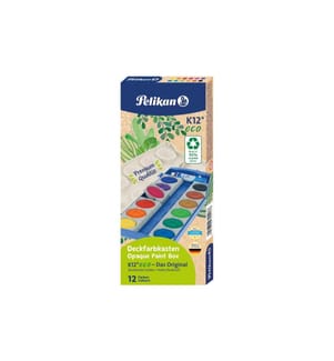 PELIKAN - Peinture à l'eau dans la boîte d'encre opaque Eco, 12 couleurs