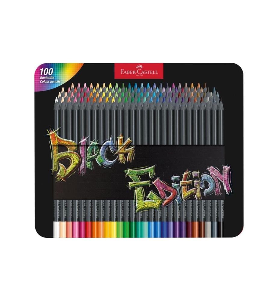 Faber-Castell Crayons de couleur Black Edition 100 pièces
