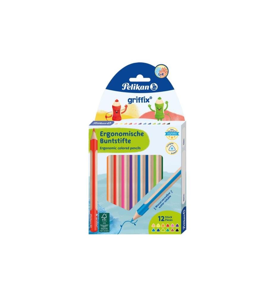 PELIKAN - Crayons de couleur Griffix 12 couleurs