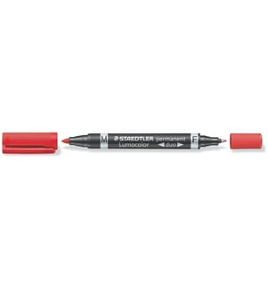STAEDTLER - Marqueur indélébile Lumocolor Duo 348 Rouge