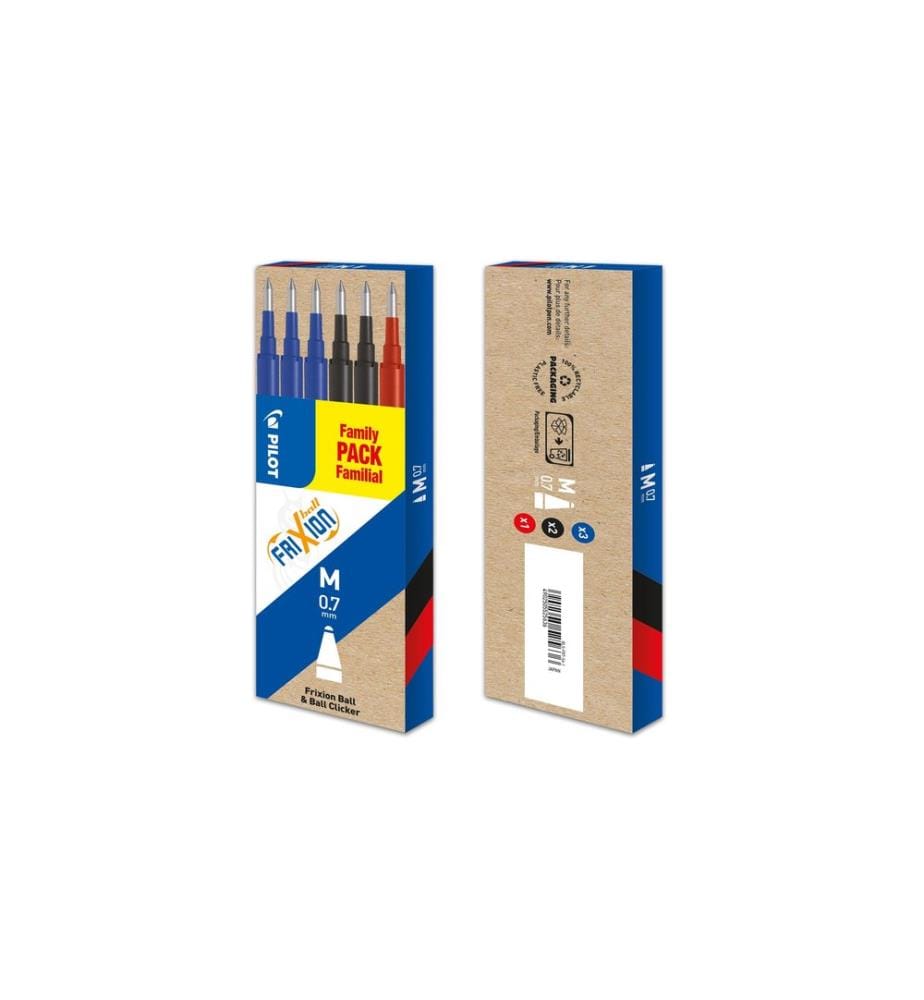 PILOT - Patrone FriXion Refill 6 Stück 0.7 mm, Blau/Rot/Schwarz