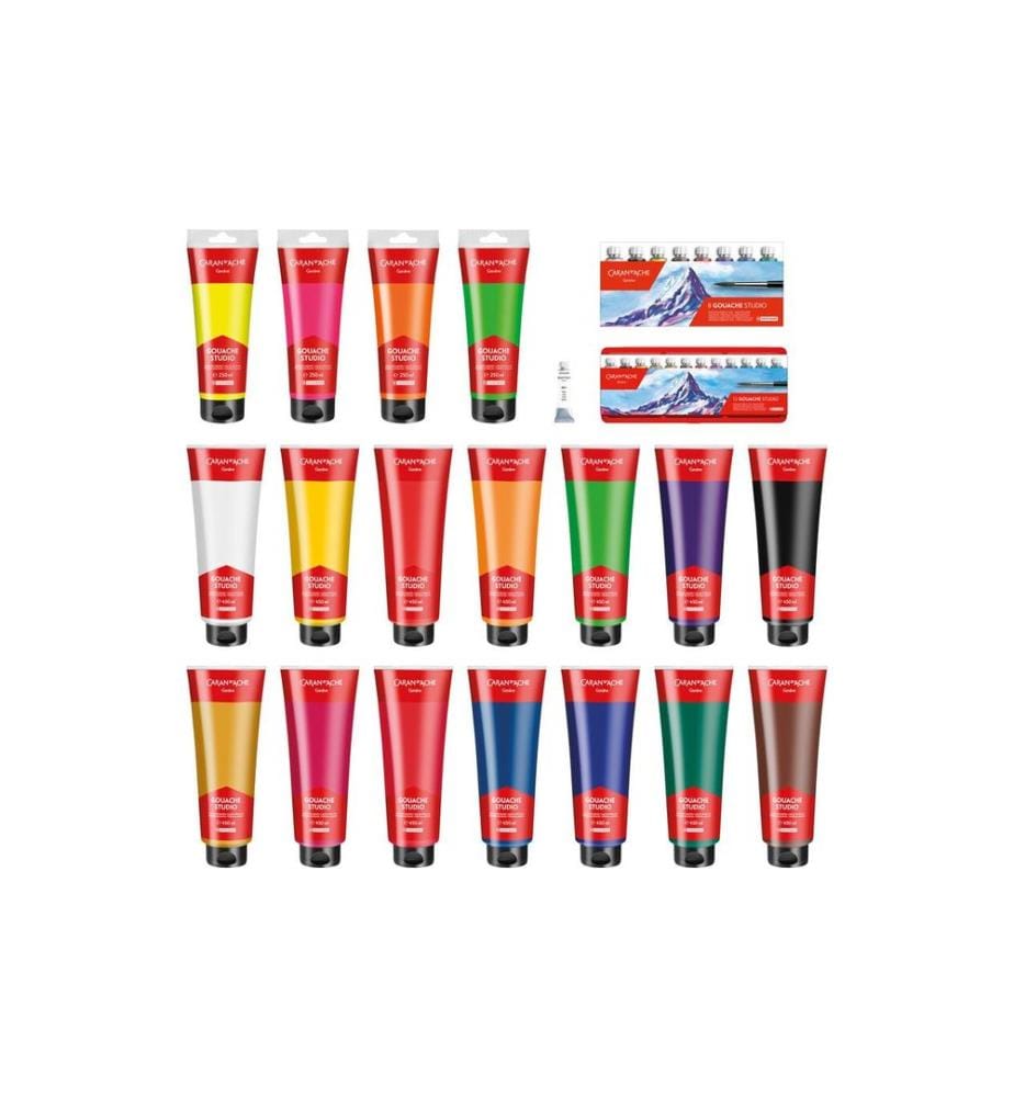 CARAN D'ACHE - Peinture à l'eau Gouache Studio 450 ml, Écarlate