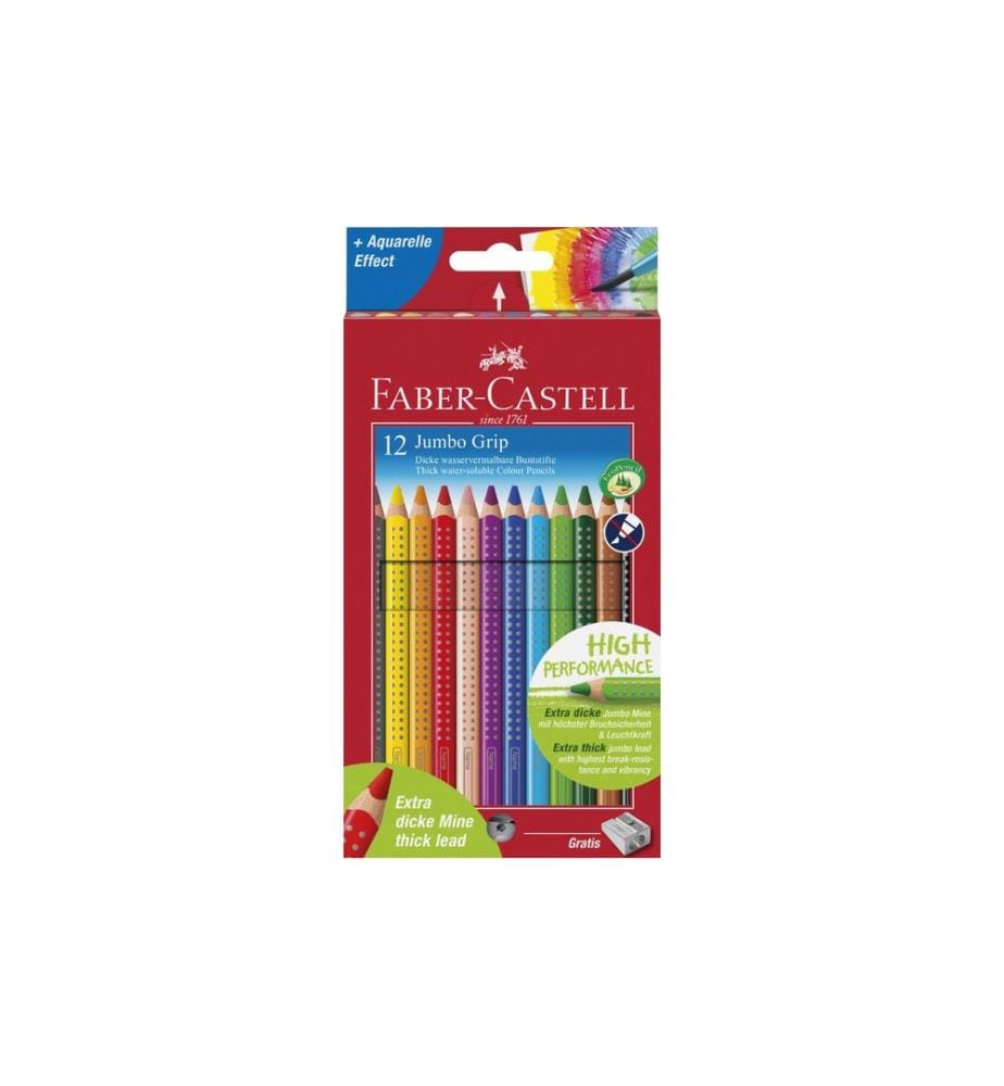 Faber-Castell Crayons de couleur Jumbo Grip 12 pièces