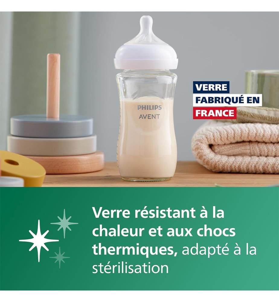 Philips Avent Natural Response Babyflasche aus Glas, 240 ml"