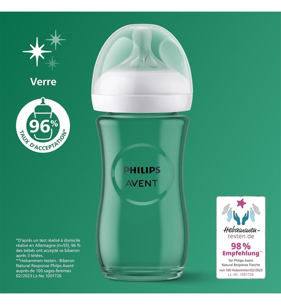 Philips Avent Natural Response Babyflasche aus Glas, 240 ml"