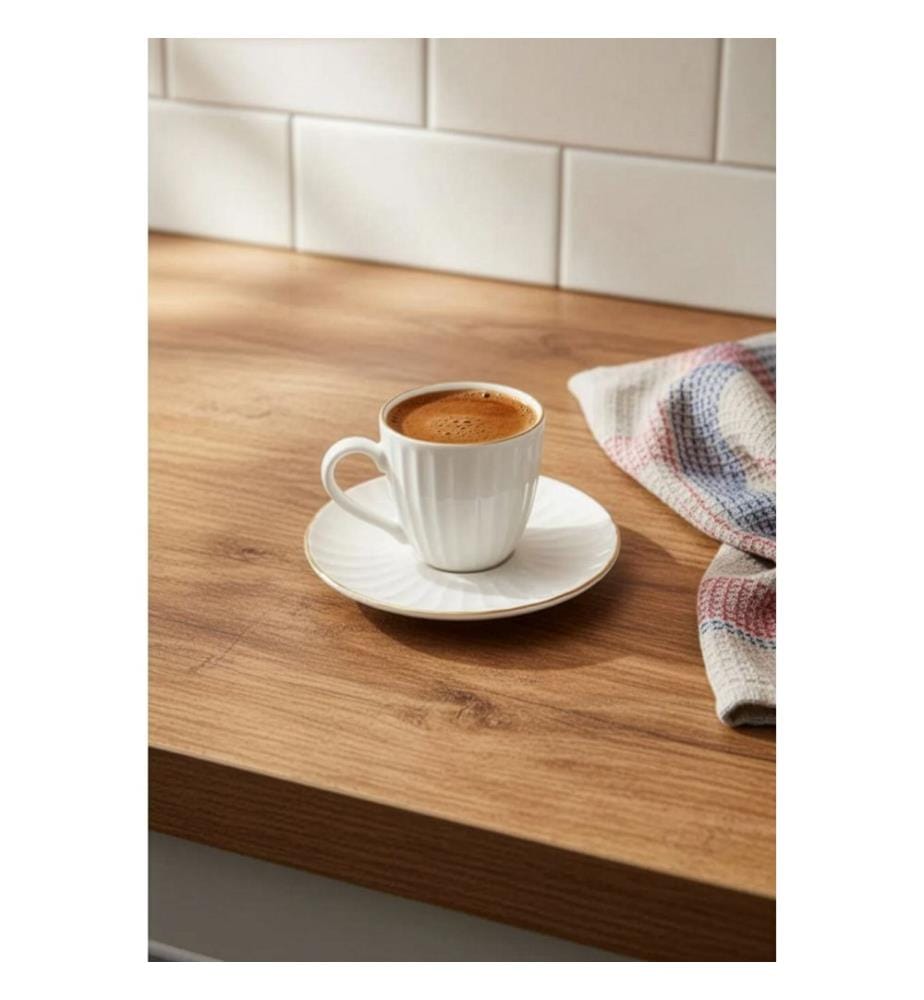 12er-Set Kaffeetassen – Weiss und Gold