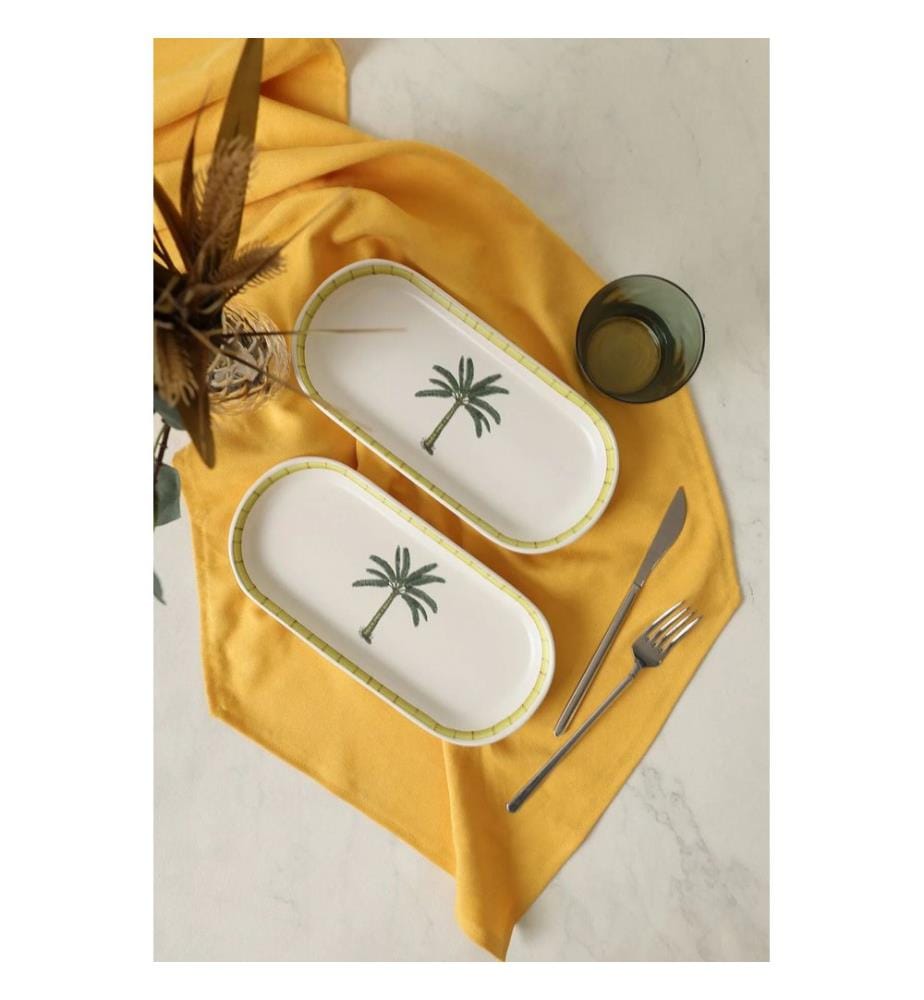 Lot de 2 plateaux - Blanc, Vert et Jaune