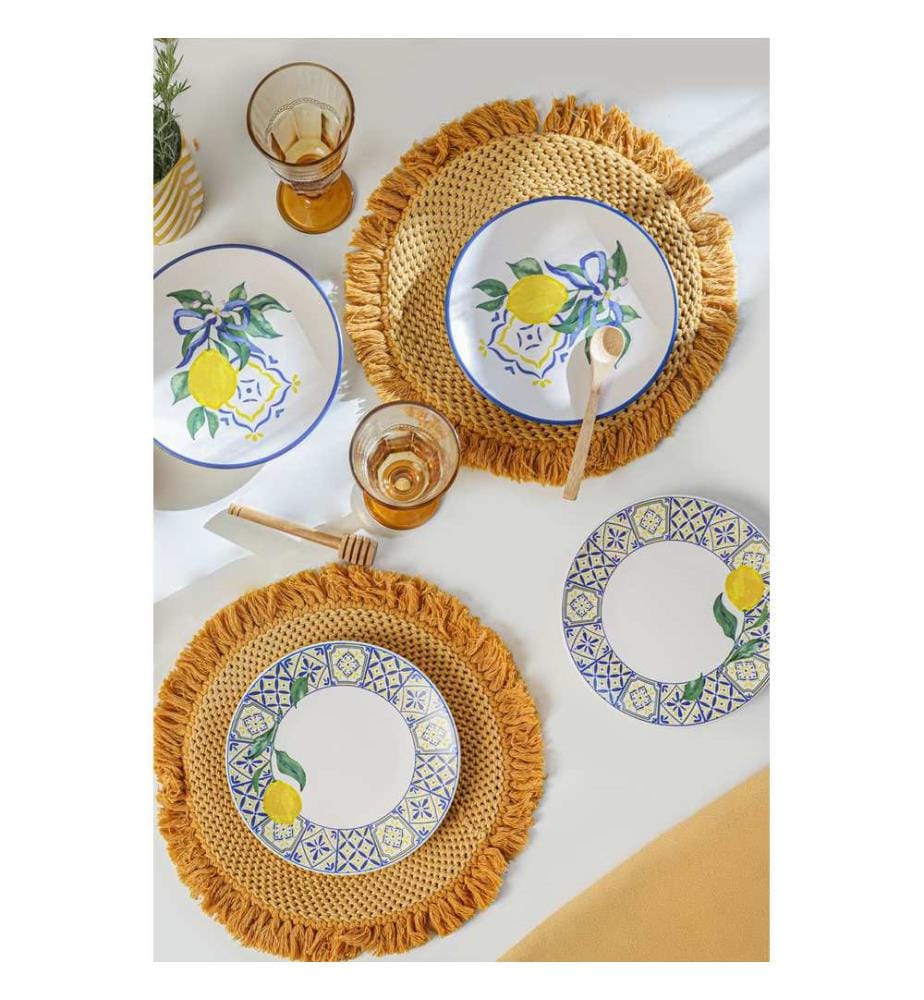 Lot de 4 pièces de service à gâteaux - Blanc, Bleu marine et Jaune