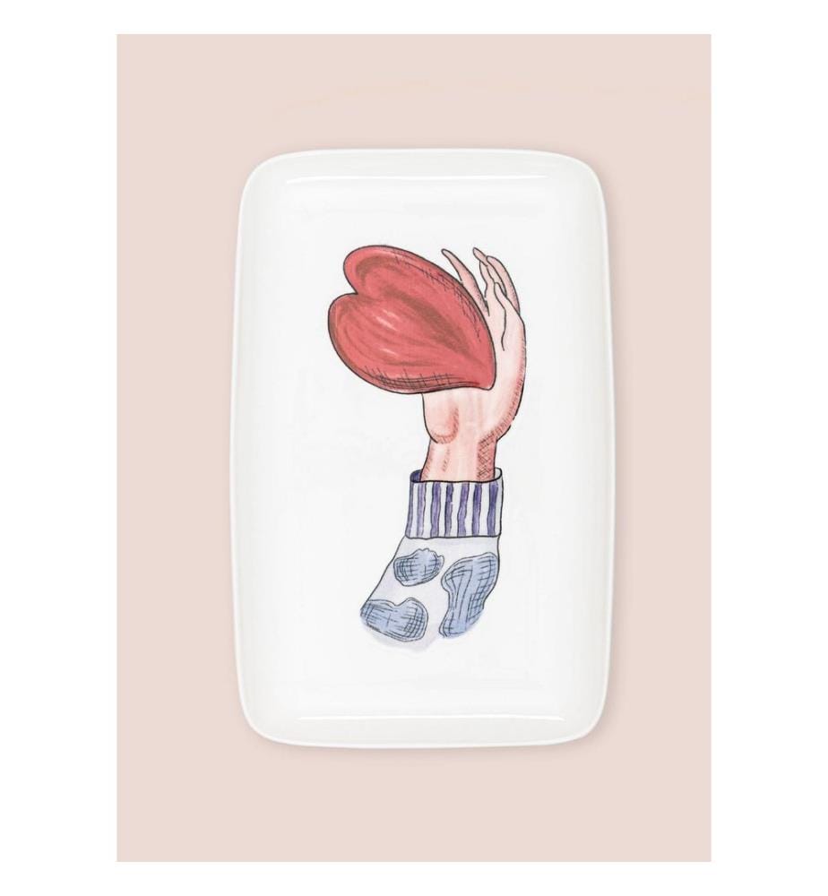 Tablett – Weiss, Rot und Blau