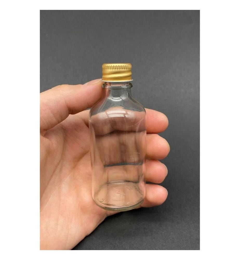 Set of 12 Glass Bottles - Clear and Gold
