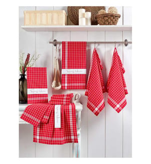 10er-Pack Handtücher – Rot und Weiss