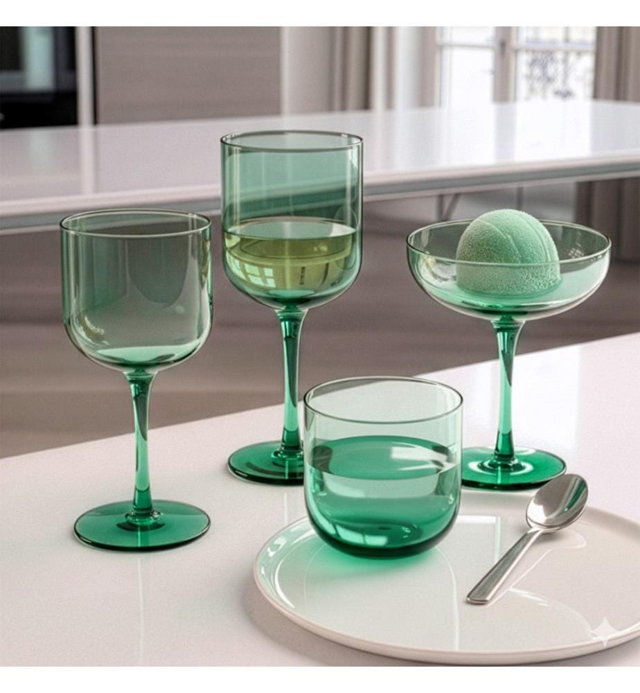 Lot de 4 coupes à champagne - 17 cl - Vert