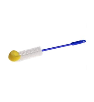 EDI BAUR - Flaschenbürste mit Schwammkopf, Blau/Weiss/Gelb