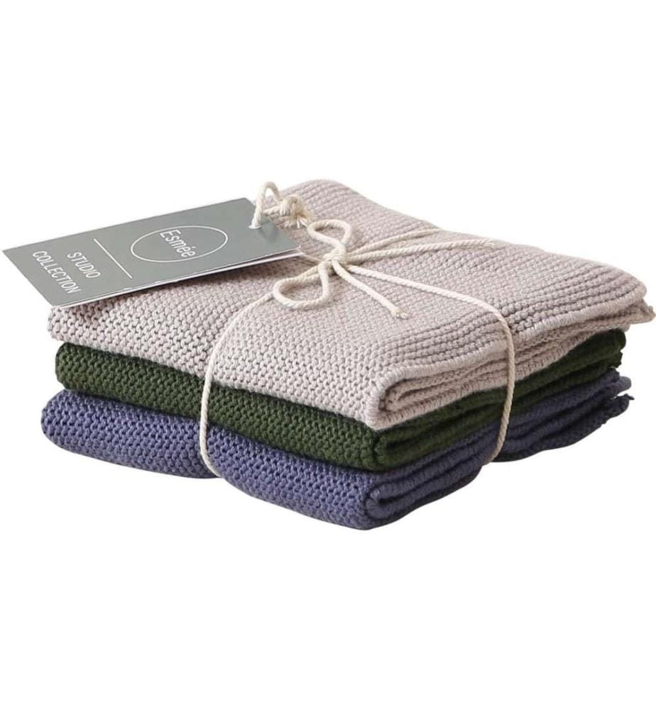Esmée Chiffon de nettoyage Ensemble 3 Pièce/s, Bleu/gris/vert
