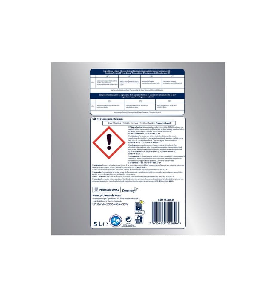 DIVERSEY PRO - Formula Küchenreiniger Cif Professional Cream 5 l