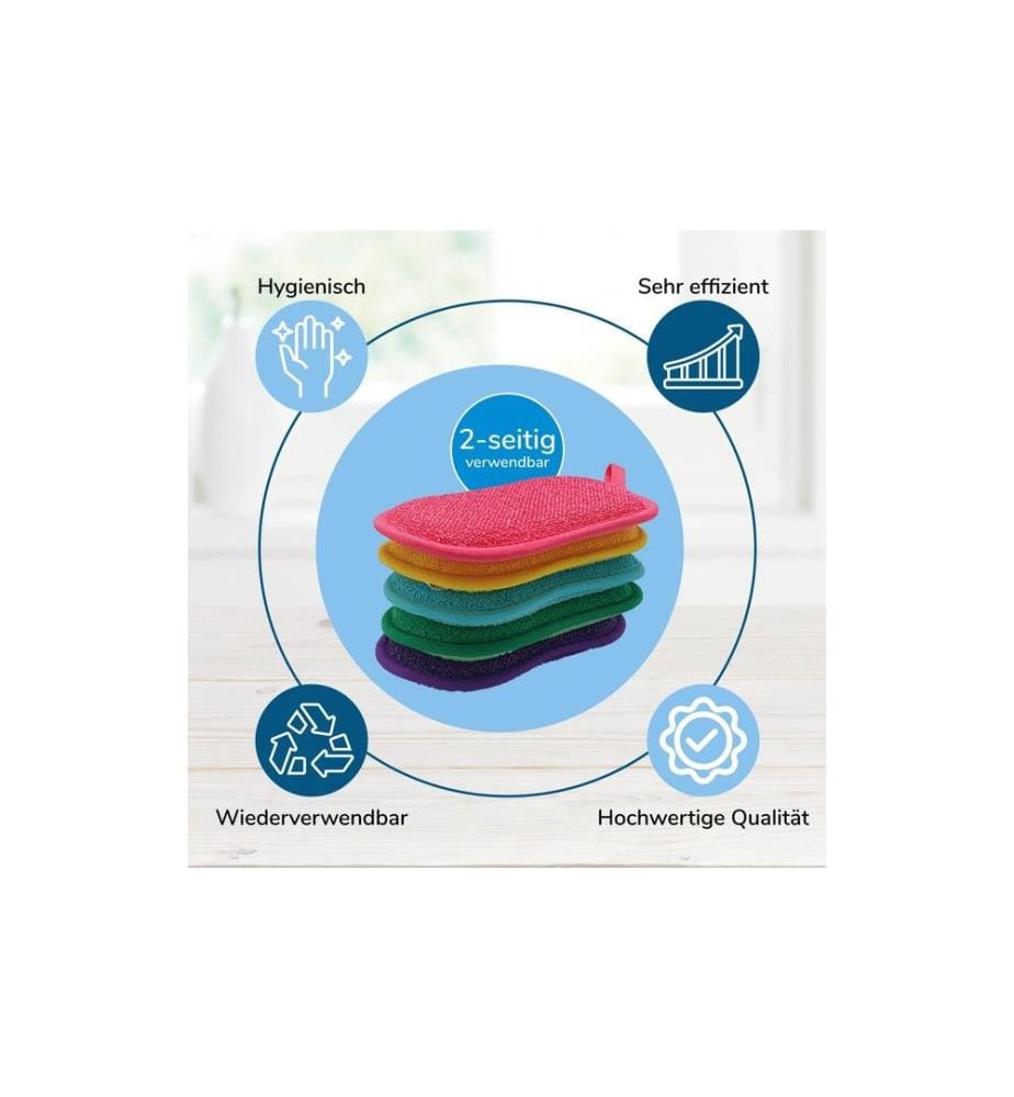 MEDIASHOP - Geschirrschwamm Duo Sponge 16 x 9.5 x 1.5 cm, 5 Stück