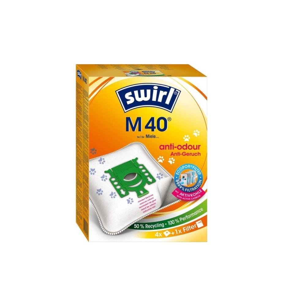 SWIRL - Sac filtrant pour aspirateur M40 EcoPor anti-odeur 4 Pièce/s