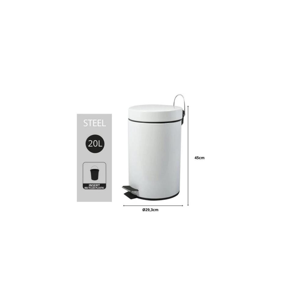 MSV - Poubelle à pédale 20 l, Blanc