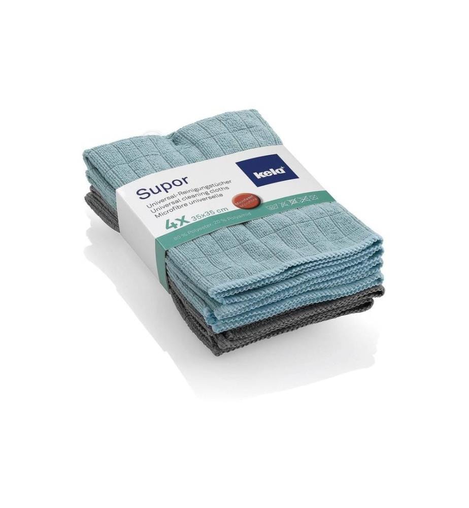KELA - Mikrofaser-Reinigungstuch Supor 4 Stück, Grau/Mint