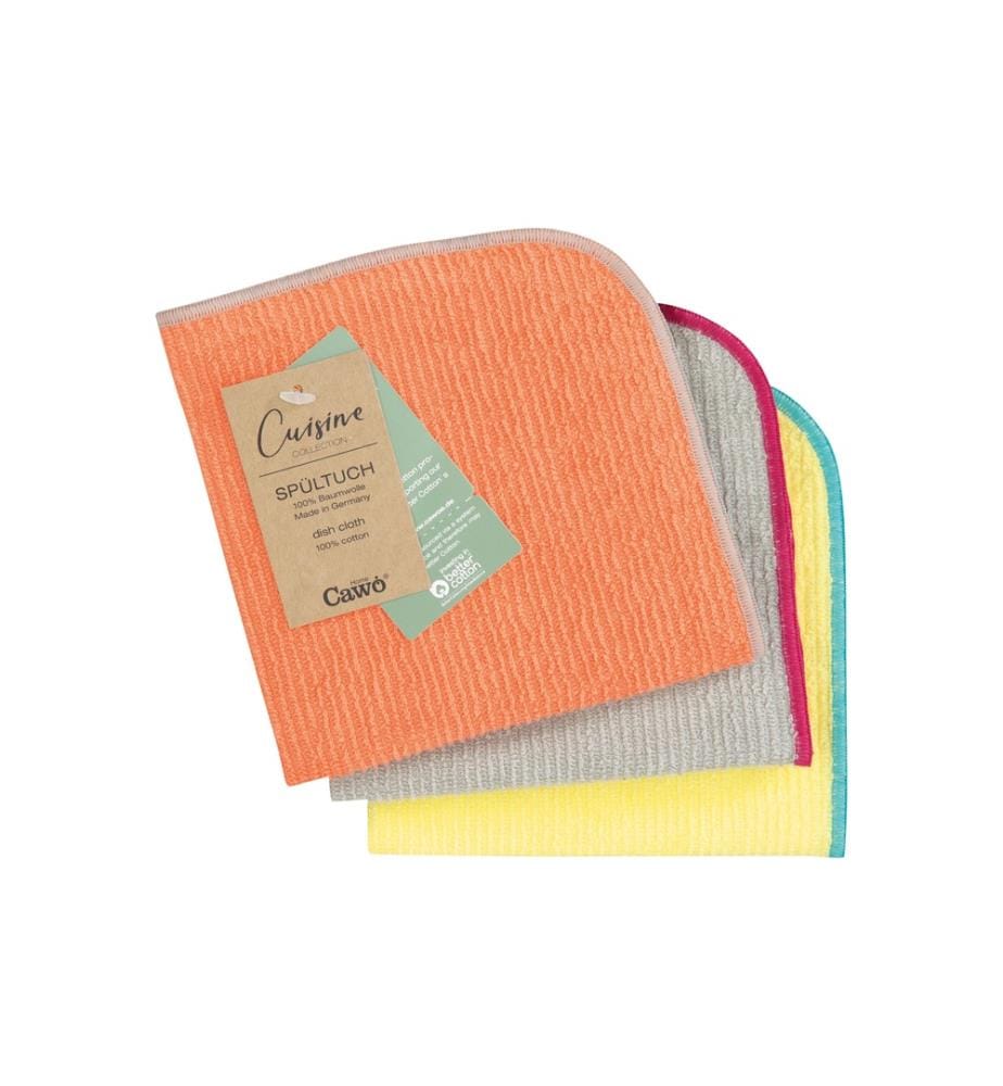 CAWÖ - Abwaschlappen Trio 30 x 30 cm, 3 Stück, Mandarine/Lemon