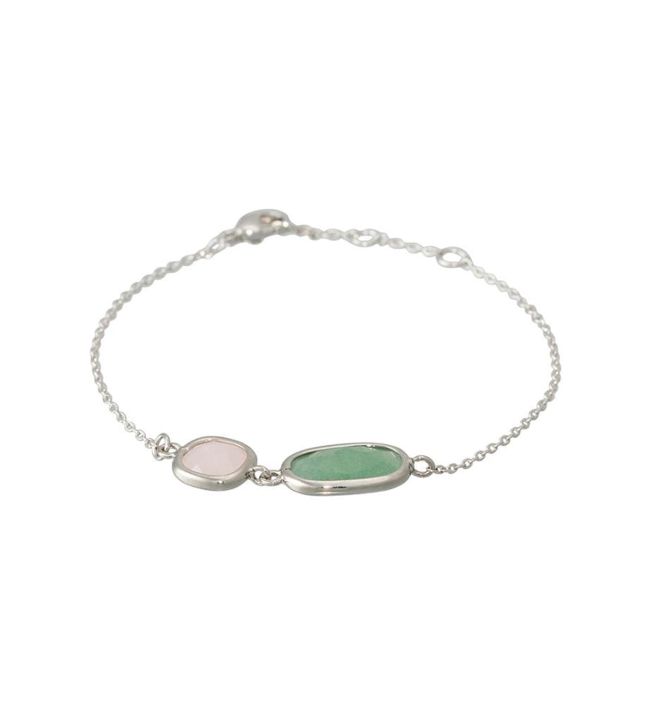 Armband Zoé, Messing - Grün und Rosa