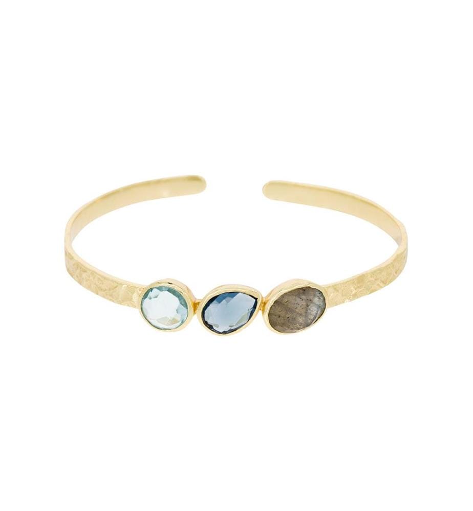 Armband Penelope, Goldmessing - Blau und Grau