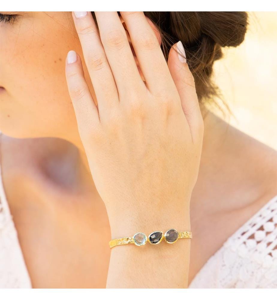 Armband Penelope, Goldmessing - Blau und Grau