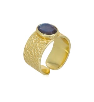 Verstellbarer Ring Elisabeth, Goldmessing - Grau und Gold