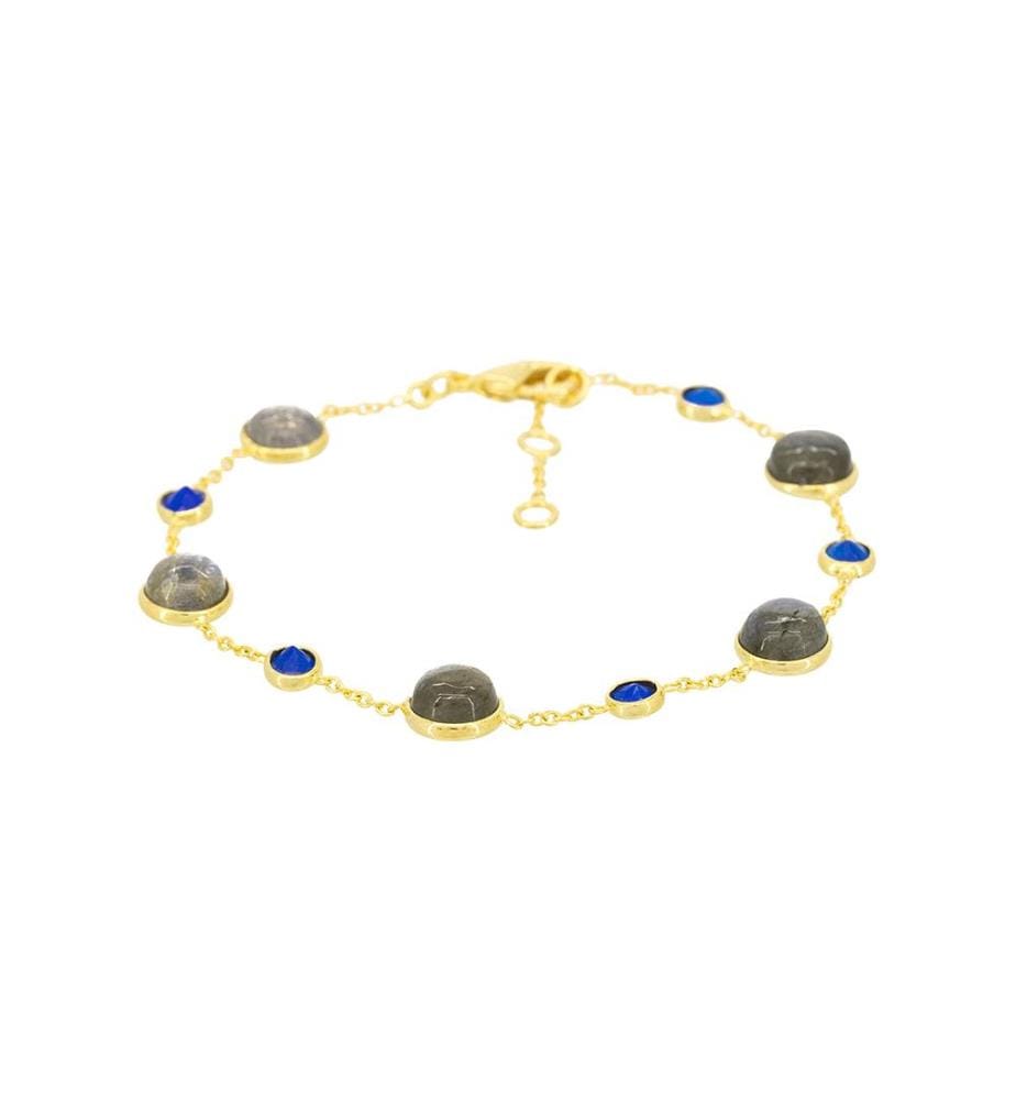 Bracciale Neela, Ottone Dorato - Blu e Grigio