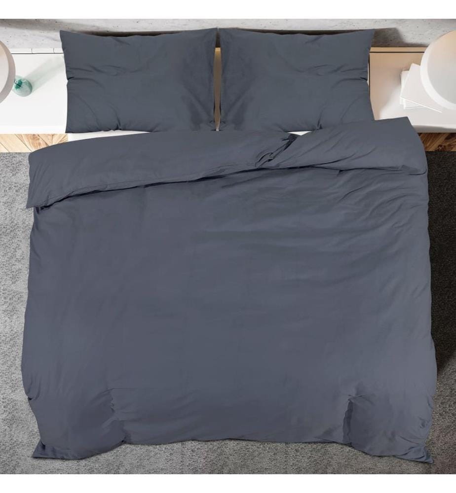Bettwäsche-Set Anthrazit 135x200 cm Leichte Mikrofaser
