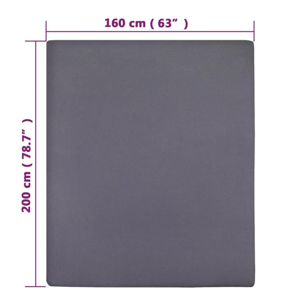 Spannbettlaken Jersey Anthrazit 160x200 cm Baumwolle
