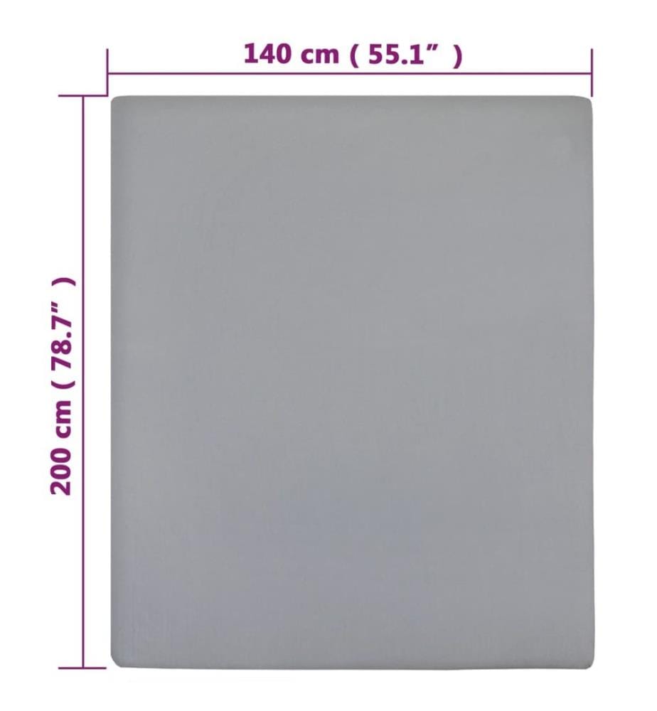 Spannbettlaken Jersey Grau 140x200 cm Baumwolle